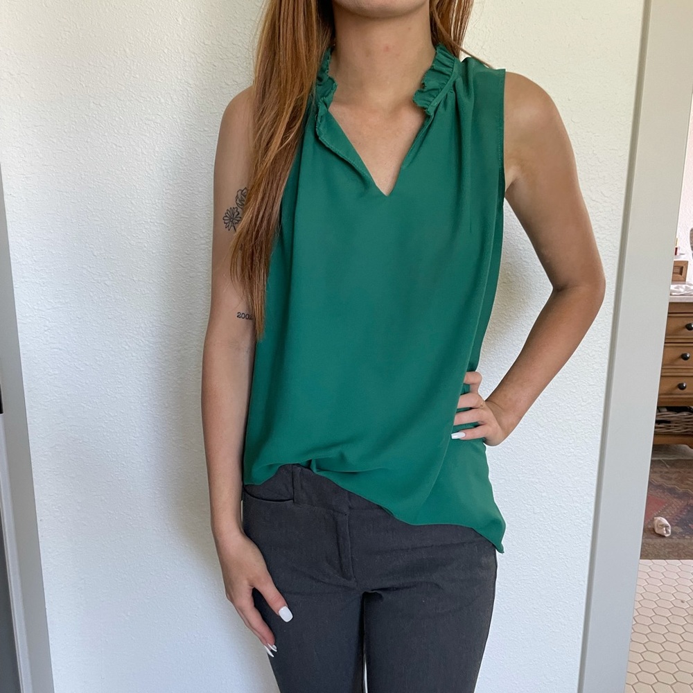 Sleeveless Green Blouse